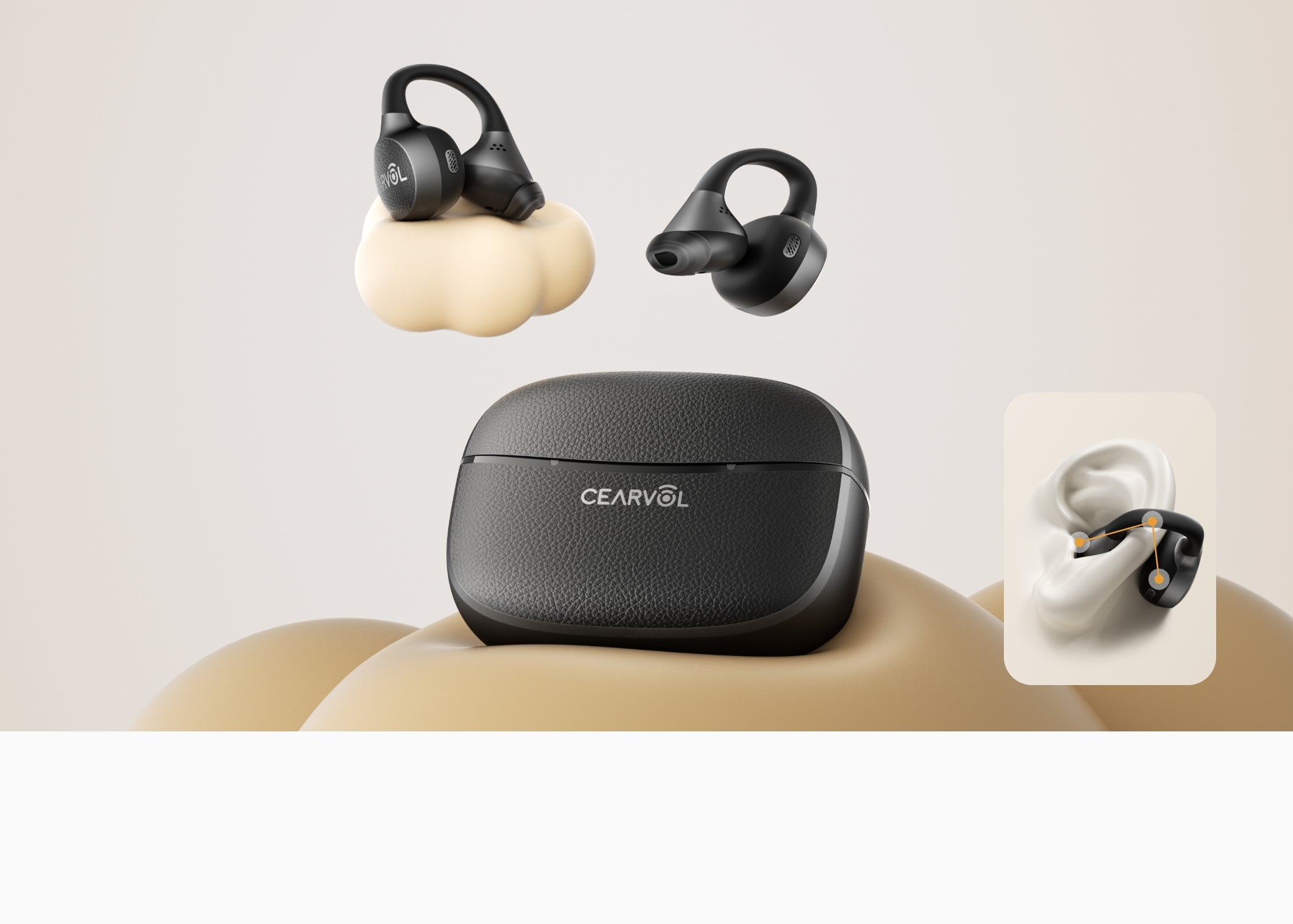 Cearvol Liberte集音器と黒い充電ケースの製品セット
