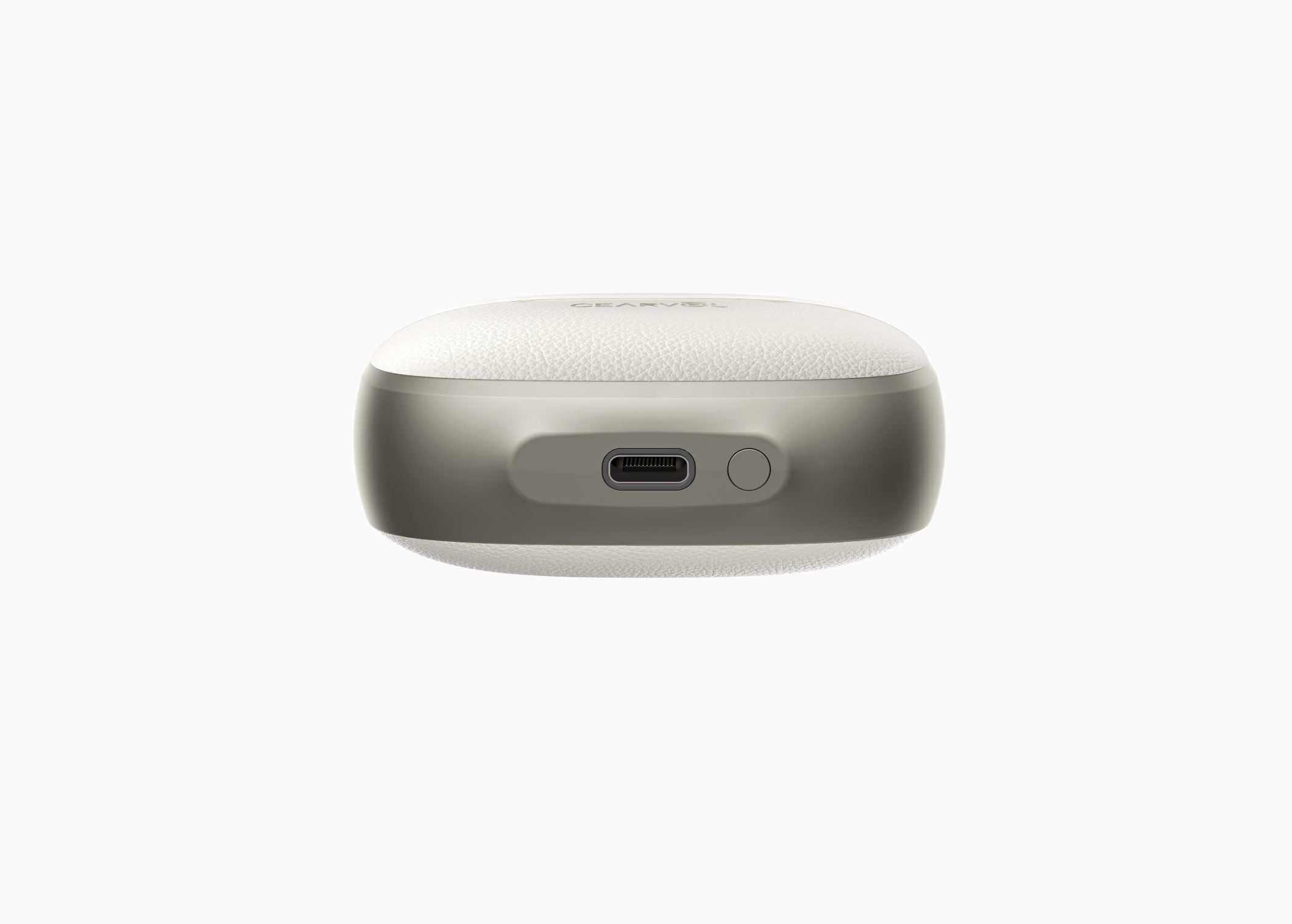 Cearvol集音器の白い充電ケース背面とUSB-Cポート