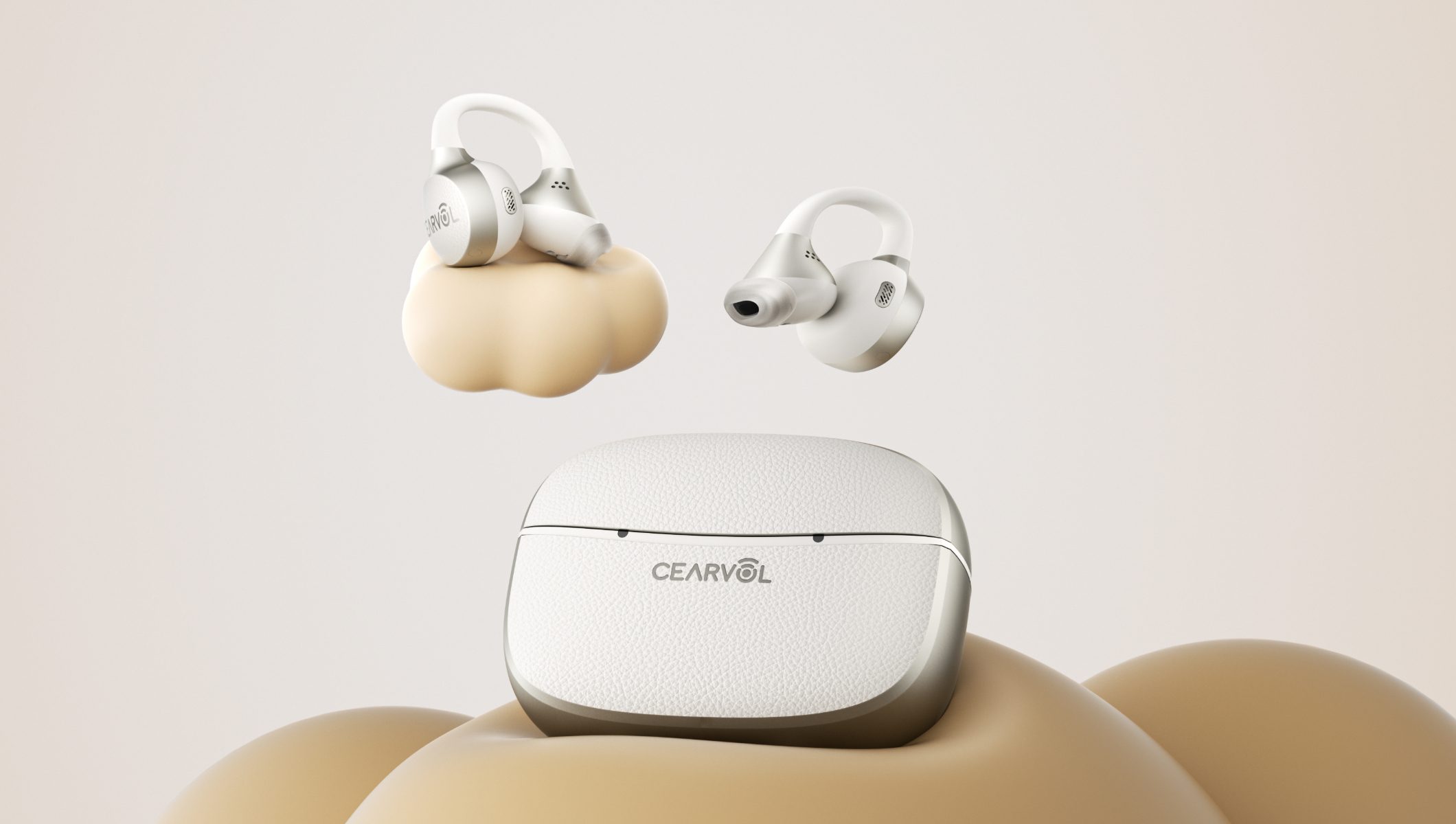 Cearvol集音器と白い充電ケースの製品セット