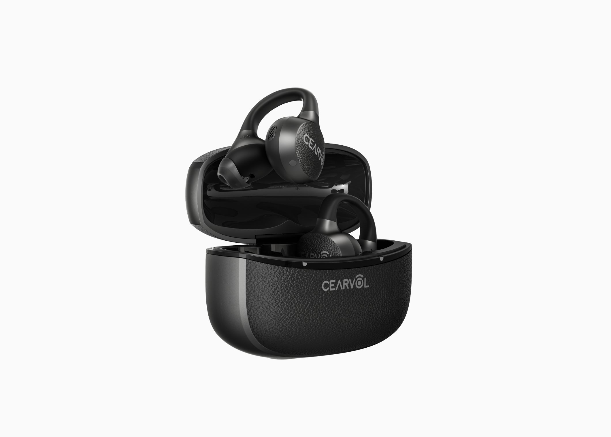 Cearvol Liberte集音器を充電ケースに入れた斜め向きの製品写真