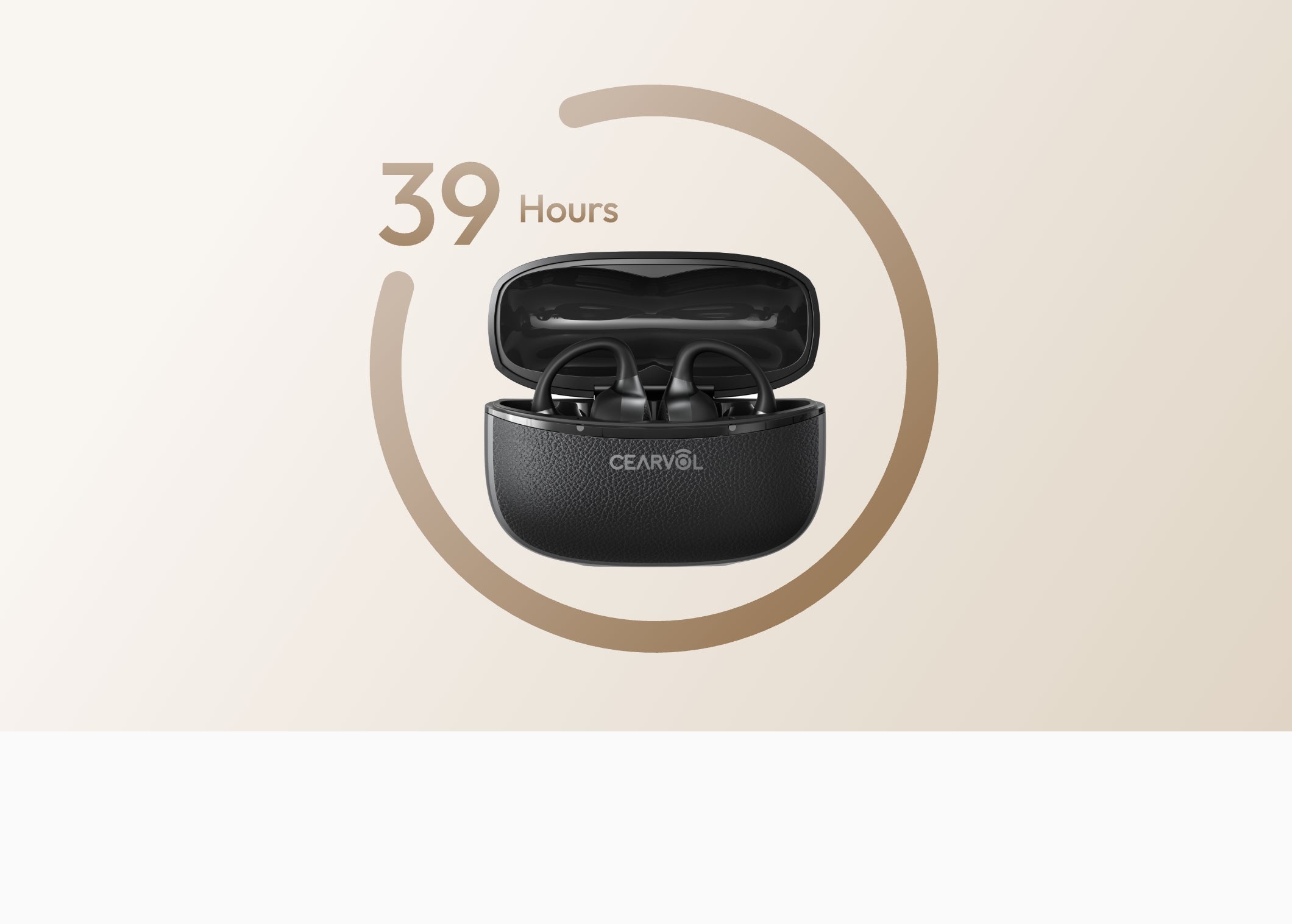 Cearvol Liberte集音器の充電ケースと39時間使用を示すイメージ